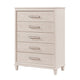 Monie Tall Dresser Chest | 5 Drawers | Chrome Bar Handles | White Wood