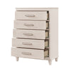 Monie Tall Dresser Chest | 5 Drawers | Chrome Bar Handles | White Wood