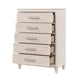Monie Tall Dresser Chest | 5 Drawers | Chrome Bar Handles | White Wood