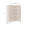 Monie Tall Dresser Chest | 5 Drawers | Chrome Bar Handles | White Wood