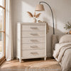 Monie Tall Dresser Chest | 5 Drawers | Chrome Bar Handles | White Wood