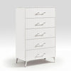 Cyna Tall Dresser Chest | 5 Drawer | Faux Marble | Chrome Leg | White Wood