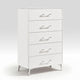 Cyna Tall Dresser Chest | 5 Drawer | Faux Marble | Chrome Leg | White Wood