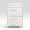 Cyna Tall Dresser Chest | 5 Drawer | Faux Marble | Chrome Leg | White Wood