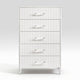 Cyna Tall Dresser Chest | 5 Drawer | Faux Marble | Chrome Leg | White Wood