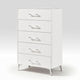 Cyna Tall Dresser Chest | 5 Drawer | Faux Marble | Chrome Leg | White Wood