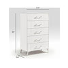Cyna Tall Dresser Chest | 5 Drawer | Faux Marble | Chrome Leg | White Wood