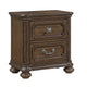Bucky Nightstand with 2 Dovetail Drawers | Molding Details | Brown Wood