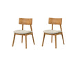 Zoya Dining Side Chair with Wooden Frame | Set of 2 | Beige Fabric