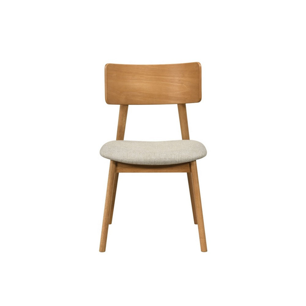 Zoya Dining Side Chair with Wooden Frame | Set of 2 | Beige Fabric