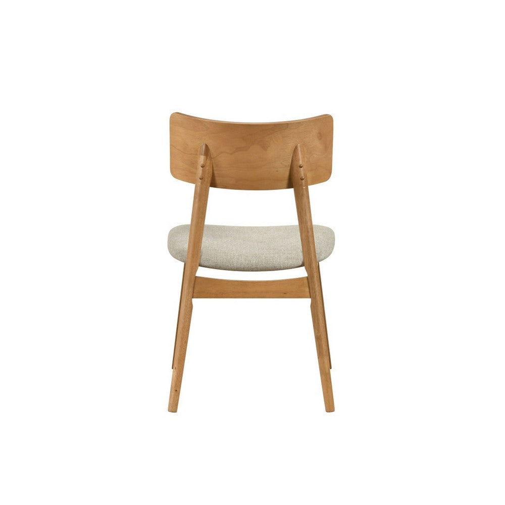 Zoya Dining Side Chair with Wooden Frame | Set of 2 | Beige Fabric