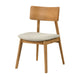 Zoya Dining Side Chair with Wooden Frame | Set of 2 | Beige Fabric