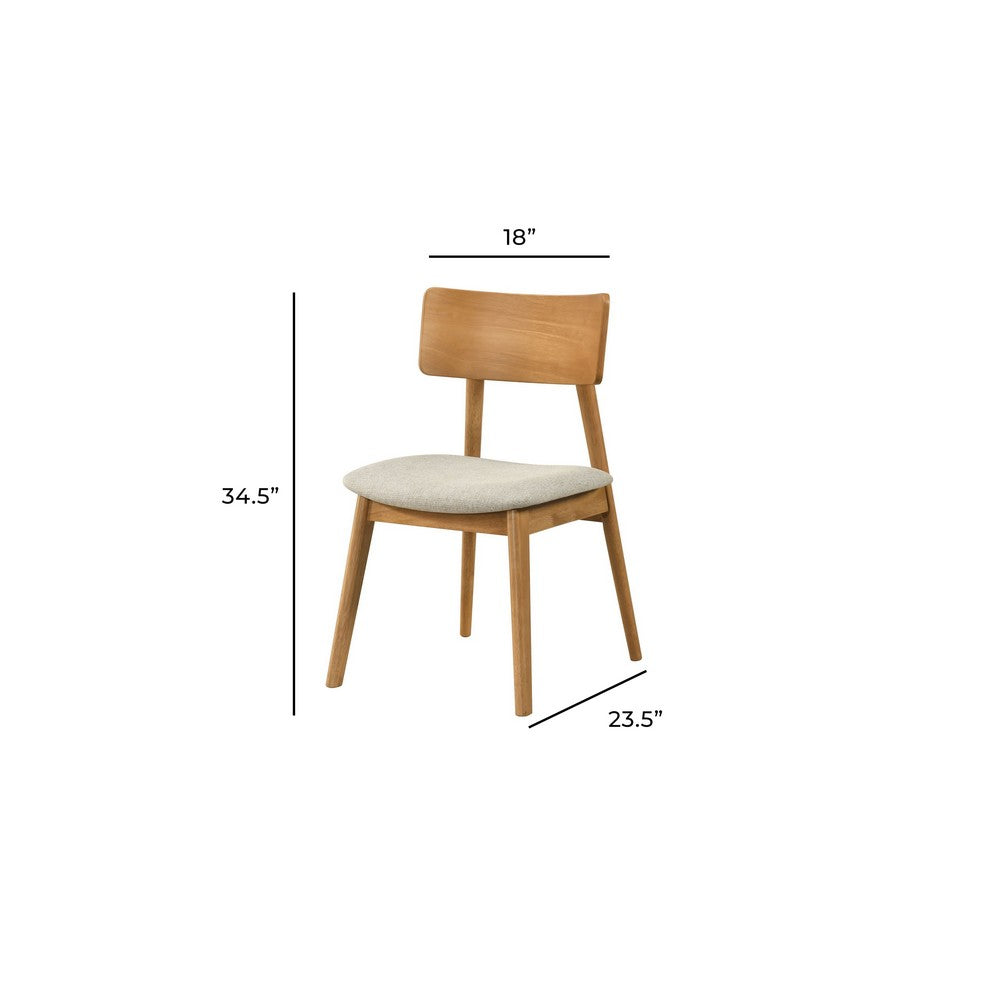 Zoya Dining Side Chair with Wooden Frame | Set of 2 | Beige Fabric