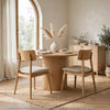 Zoya Dining Side Chair with Wooden Frame | Set of 2 | Beige Fabric