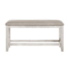 Vile Counter-Height Dining Bench | Gray Fabric Seat | Antique White Wood