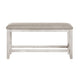Vile Counter-Height Dining Bench | Gray Fabric Seat | Antique White Wood