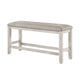 Vile Counter-Height Dining Bench | Gray Fabric Seat | Antique White Wood
