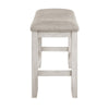 Vile Counter-Height Dining Bench | Gray Fabric Seat | Antique White Wood