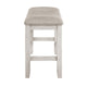 Vile Counter-Height Dining Bench | Gray Fabric Seat | Antique White Wood