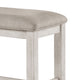 Vile Counter-Height Dining Bench | Gray Fabric Seat | Antique White Wood