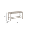 Vile Counter-Height Dining Bench | Gray Fabric Seat | Antique White Wood