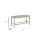 Vile Counter-Height Dining Bench | Gray Fabric Seat | Antique White Wood
