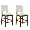 Andre Counter Height Chair | Set of 2 | Brown Wood Frame | Beige Fabric