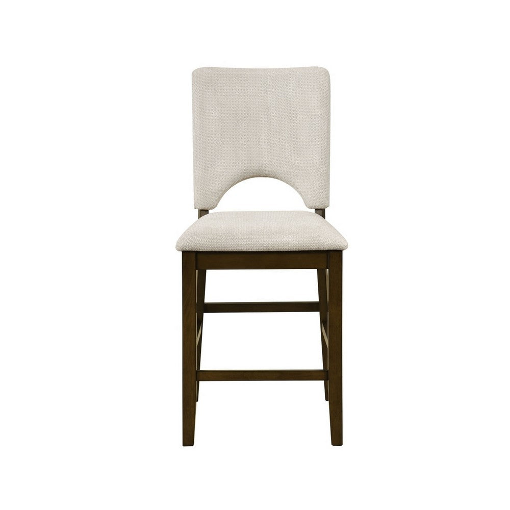Andre Counter Height Chair | Set of 2 | Brown Wood Frame | Beige Fabric
