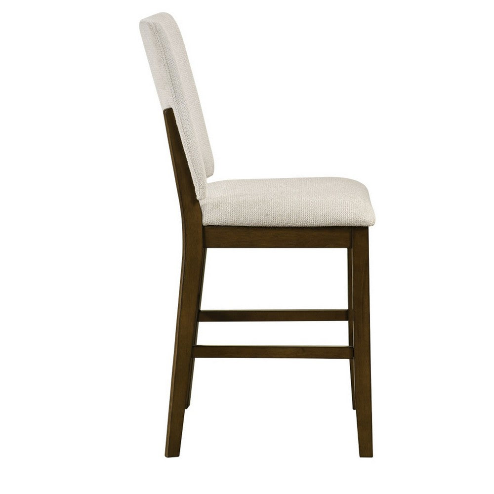 Andre Counter Height Chair | Set of 2 | Brown Wood Frame | Beige Fabric