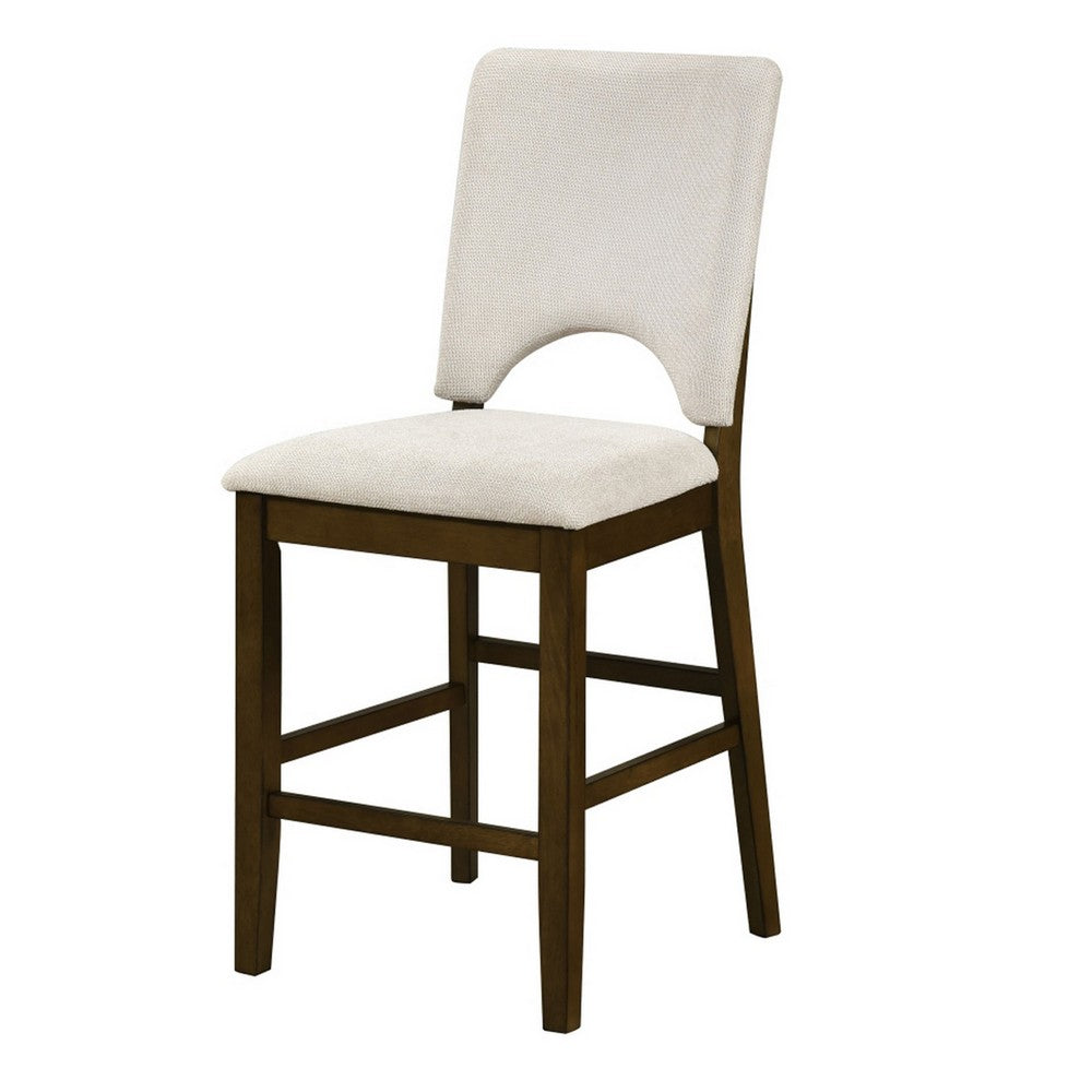 Andre Counter Height Chair | Set of 2 | Brown Wood Frame | Beige Fabric