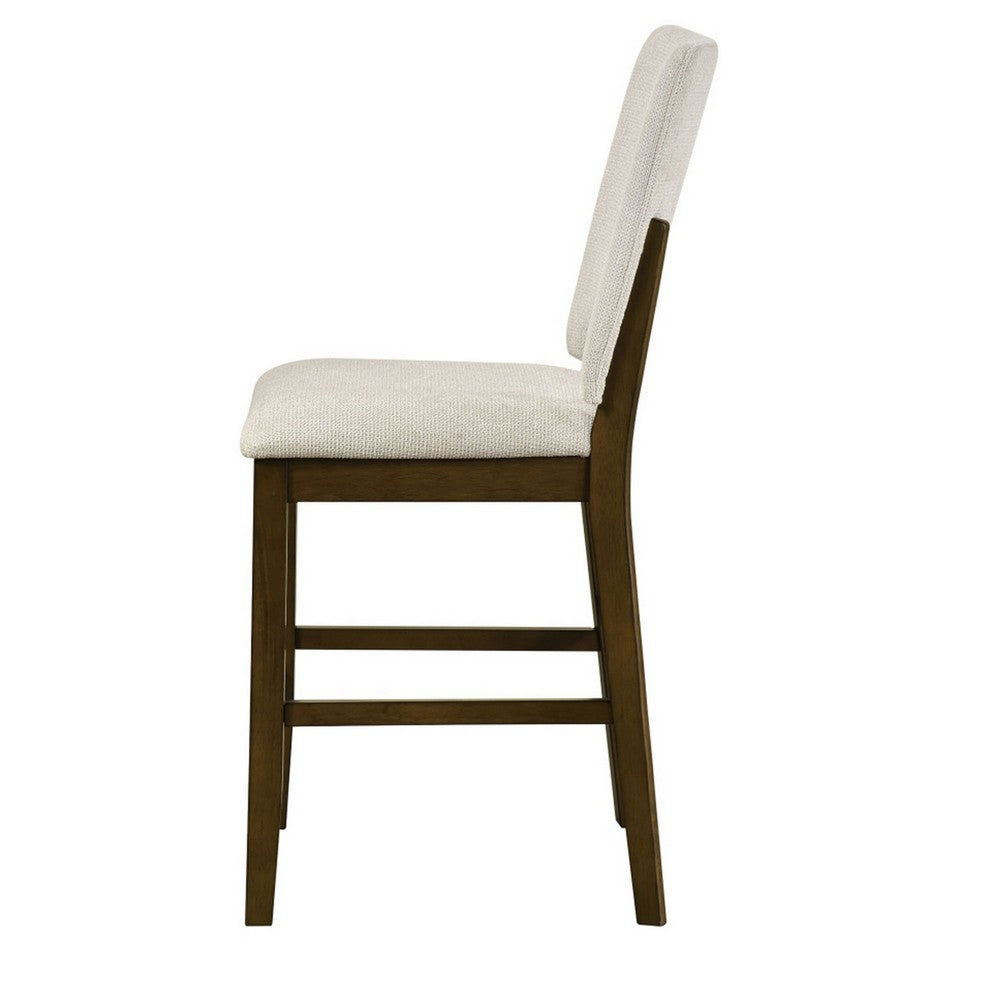 Andre Counter Height Chair | Set of 2 | Brown Wood Frame | Beige Fabric