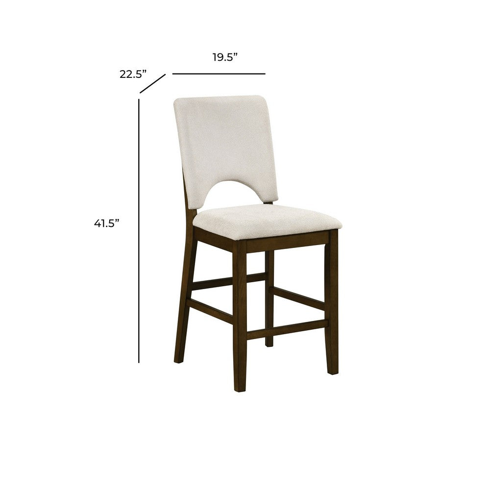 Andre Counter Height Chair | Set of 2 | Brown Wood Frame | Beige Fabric