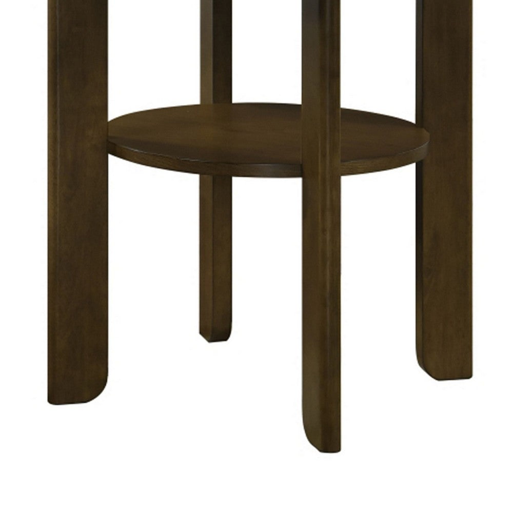 Andre Round Counter-Height Table with Open Shelf Base | Brown Wood | 48"