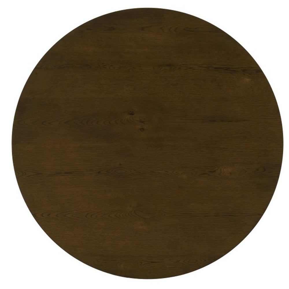 Andre Round Counter-Height Table with Open Shelf Base | Brown Wood | 48"