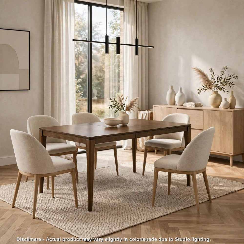 Andre Dining Table with Self-Storing Extension Leaf | Brown Wood | 63-91"