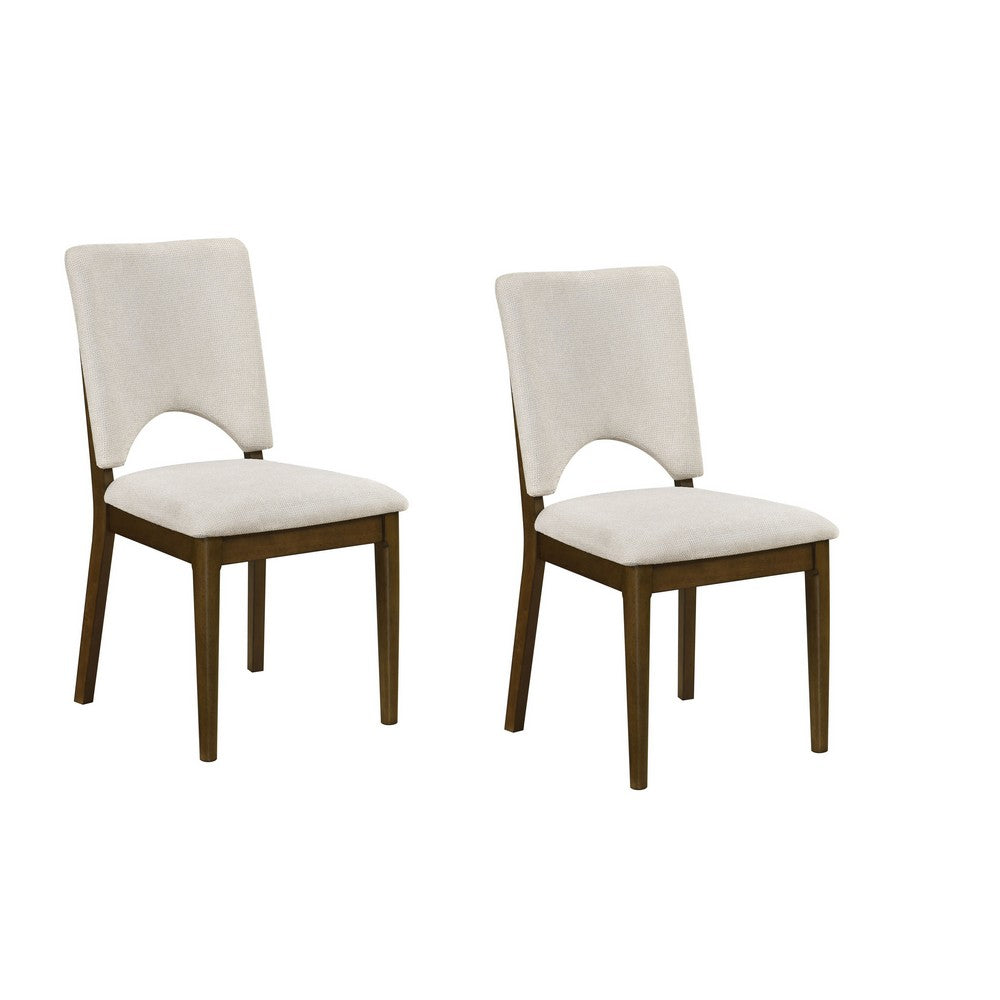 Andre Modern Side-Dining Chair Set of 2 | Angled Wood Frame | Beige Fabric