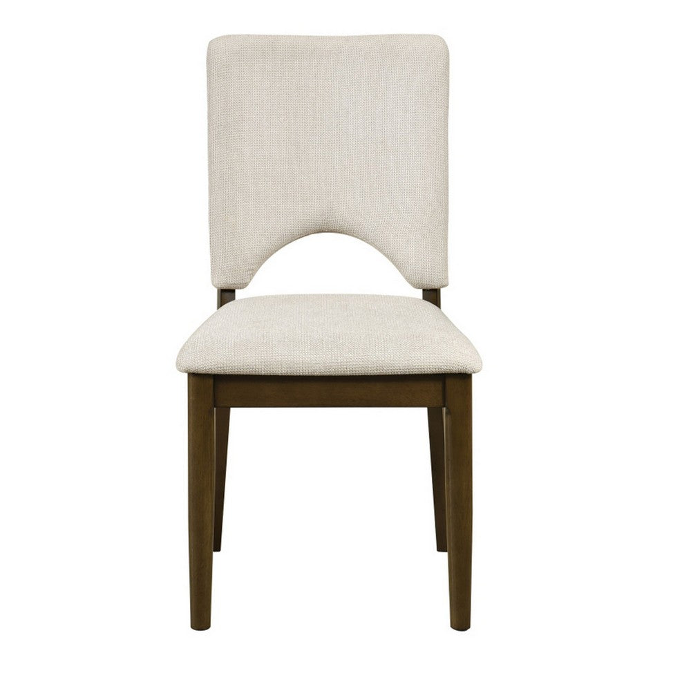 Andre Modern Side-Dining Chair Set of 2 | Angled Wood Frame | Beige Fabric