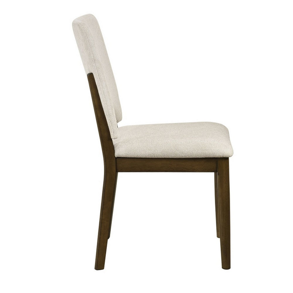Andre Modern Side-Dining Chair Set of 2 | Angled Wood Frame | Beige Fabric
