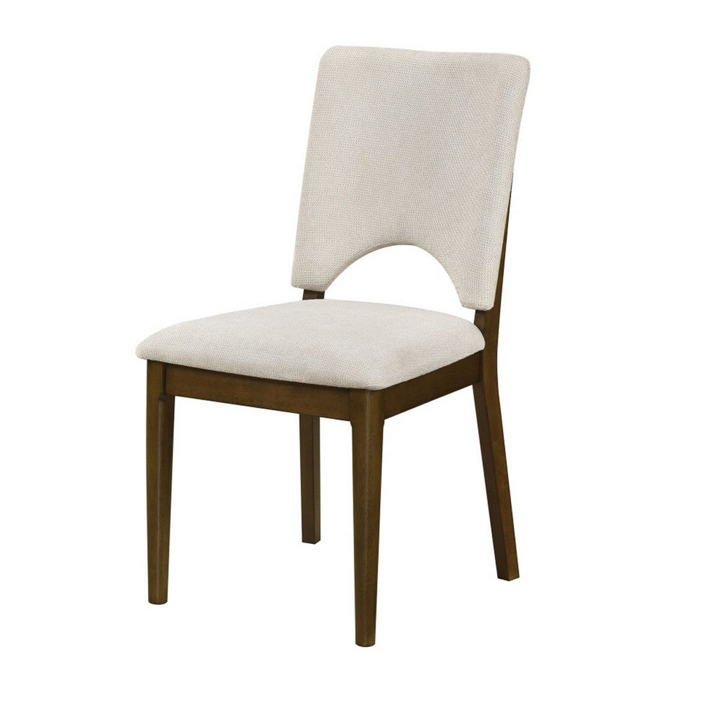 Andre Modern Side-Dining Chair Set of 2 | Angled Wood Frame | Beige Fabric