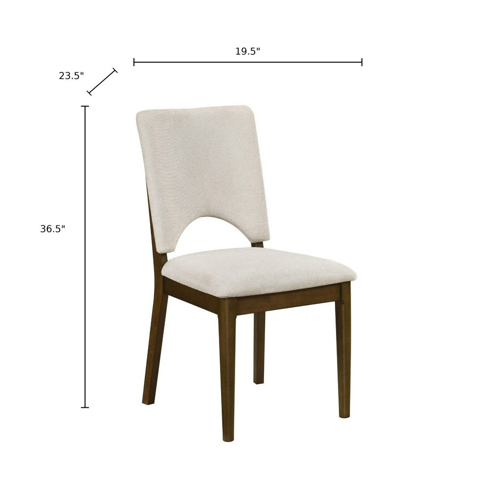 Andre Modern Side-Dining Chair Set of 2 | Angled Wood Frame | Beige Fabric
