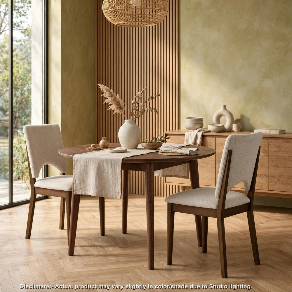 Andre Modern Side-Dining Chair Set of 2 | Angled Wood Frame | Beige Fabric