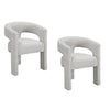 Mez Dining-Side Chair | Curved Design | Set of 2 | Light Gray Boucle
