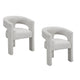 Mez Dining-Side Chair | Curved Design | Set of 2 | Light Gray Boucle