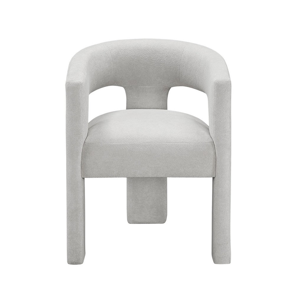 Mez Dining-Side Chair | Curved Design | Set of 2 | Light Gray Boucle
