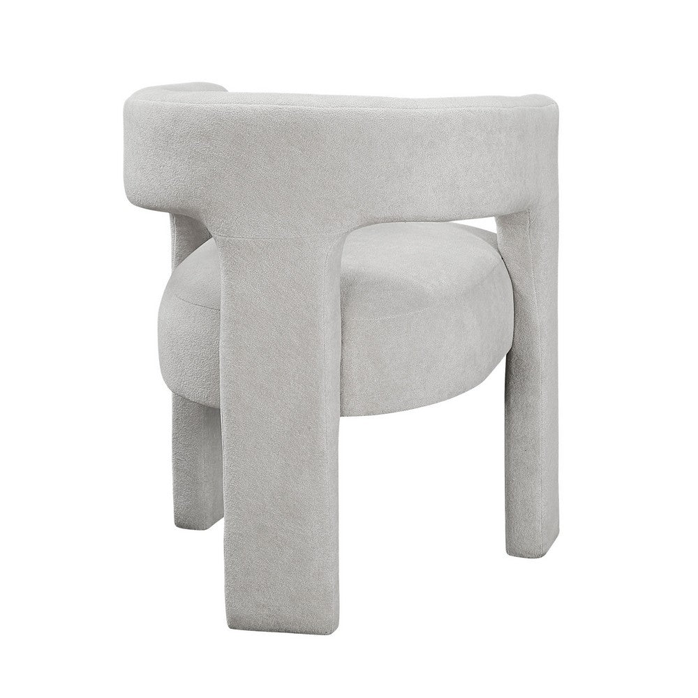 Mez Dining-Side Chair | Curved Design | Set of 2 | Light Gray Boucle