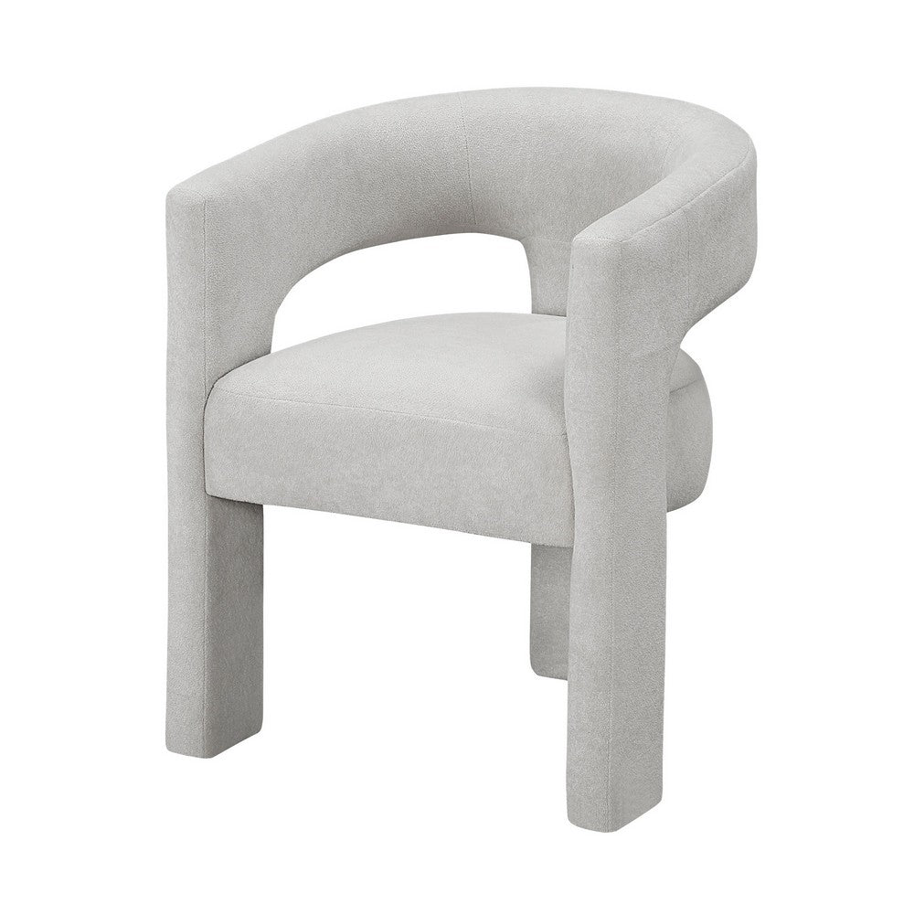 Mez Dining-Side Chair | Curved Design | Set of 2 | Light Gray Boucle