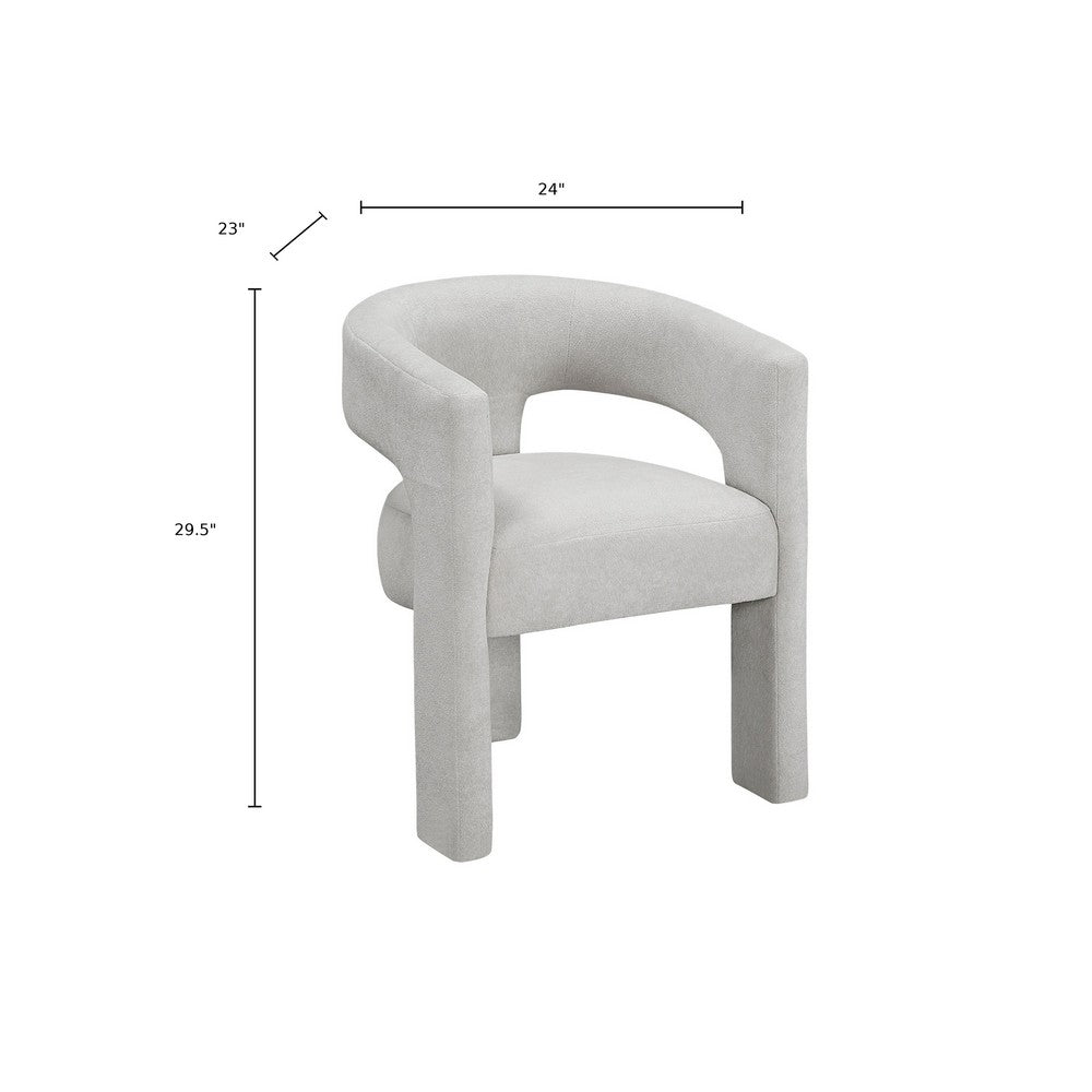 Mez Dining-Side Chair | Curved Design | Set of 2 | Light Gray Boucle