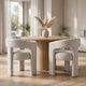 Mez Dining-Side Chair | Curved Design | Set of 2 | Light Gray Boucle