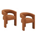 Mez Dining-Side Chair | Curved Design | Set of 2 | Orange Boucle