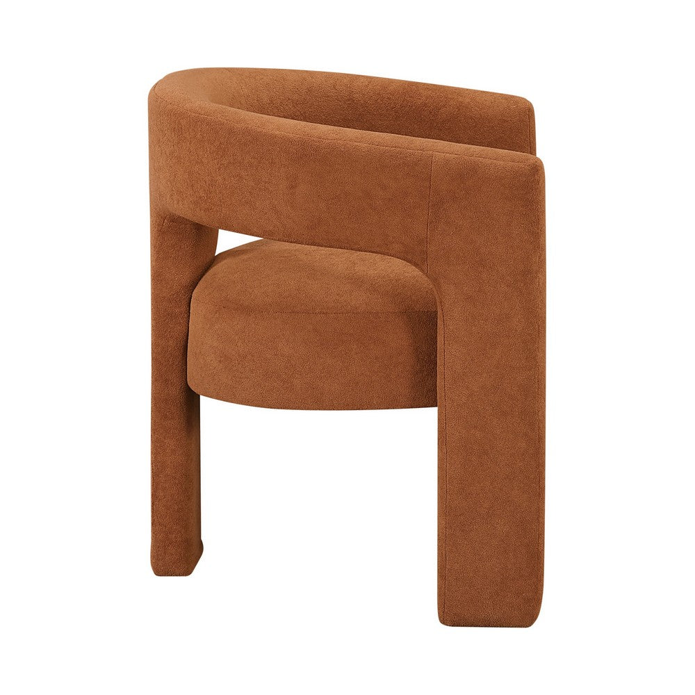 Mez Dining-Side Chair | Curved Design | Set of 2 | Orange Boucle